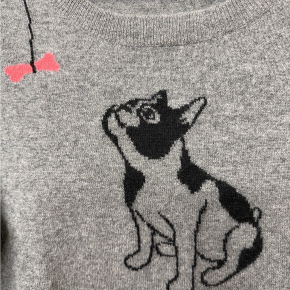 Halogen 100% Cashmere Sweater with Playful French Bulldog Design - Picture 2 of 4